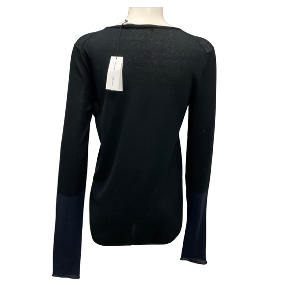 PROENZA SCHOULER BLACK / NAVY FEATHERWEIGHT COTTON SILK LEWIS SWEATER - Picture 3 of 5